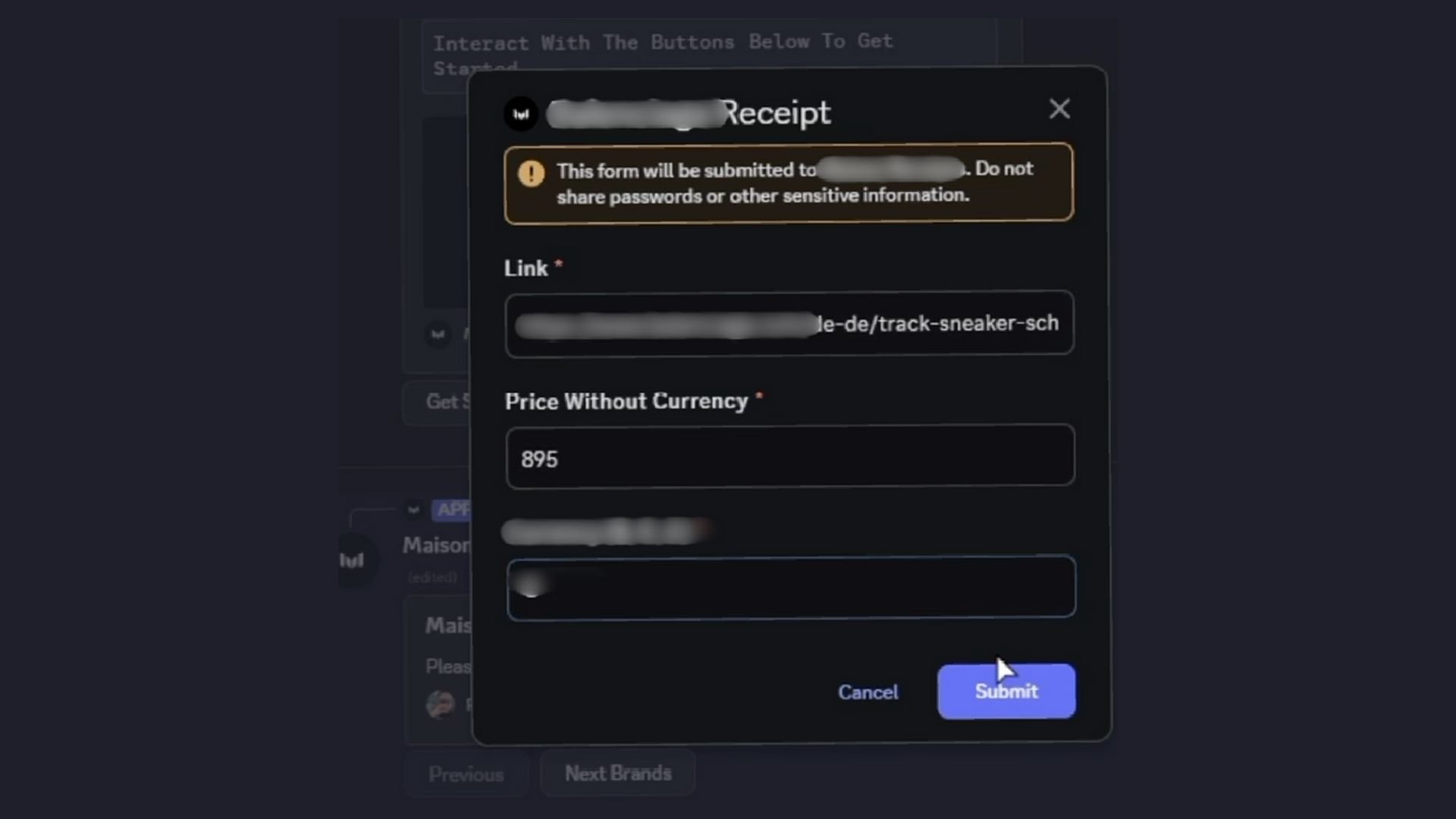 Recibo fraudulento gerado por plataformas de fraude, fonte: Zenox