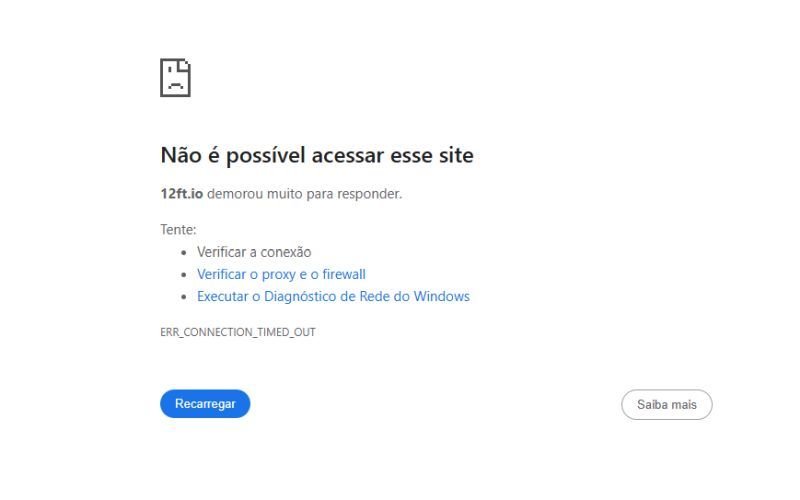 Site que burlava paywall de notícias sai do ar após ação de empresas de comunicação O site 12ft.io, que permitia contornar paywall para acessar conteúdos pagos sem qualquer taxa, saiu do ar recentemente, gerando reclamações nas redes sociais e em fóruns online. A remoção da ferramenta aconteceu após ação da News/Media Alliance, que representa empresas de comunicação, na última semana. pagina-de-erro-site-inacessivel