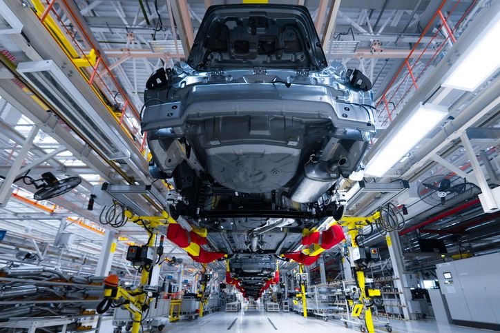 BYD x montadoras: como o governo brasileiro resolveu essa 'treta' de alíquotas? Com planos ambiciosos para a América do Sul, a BYD agitou o mercado ao solicitar a redução temporária das alíquotas de importação de carros elétricos e híbridos que chegam desmontados do exterior. O pedido feito ao governo brasileiro desagradou às concorrentes, que se uniram e iniciaram uma disputa contra a montadora chinesa. linha-de-producao-de-carros