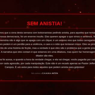 Imagem de 'Sem anistia': deputados do PL têm sites hackeados por grupo antifascista