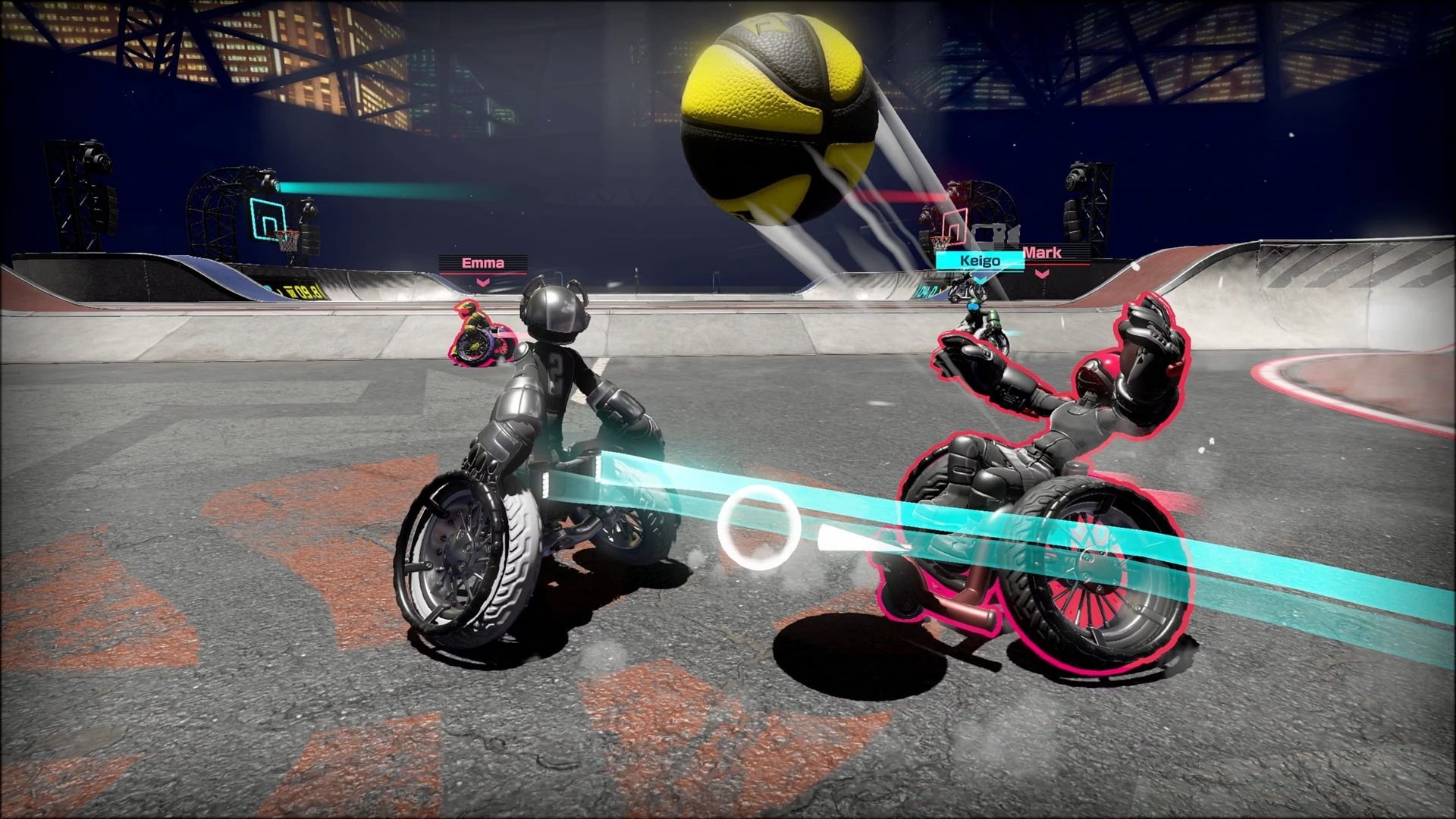 Review: Drag x Drive tem ideias interessantes, mas não oferece muito conteúdo variado No anúncio do Nintendo Switch 2, o trailer de Drag x Drive chamou bastante a atenção, afinal, era com ele que vinha a revelação de que os Joy-Cons podiam ser usados como um tipo de mouse. O título usaria essa funcionalidade para controlar as cadeiras de rodas dos personagens em partidas de basquete, o que já era um conceito bem diferente por si só. drag and drive gameplay.jpg