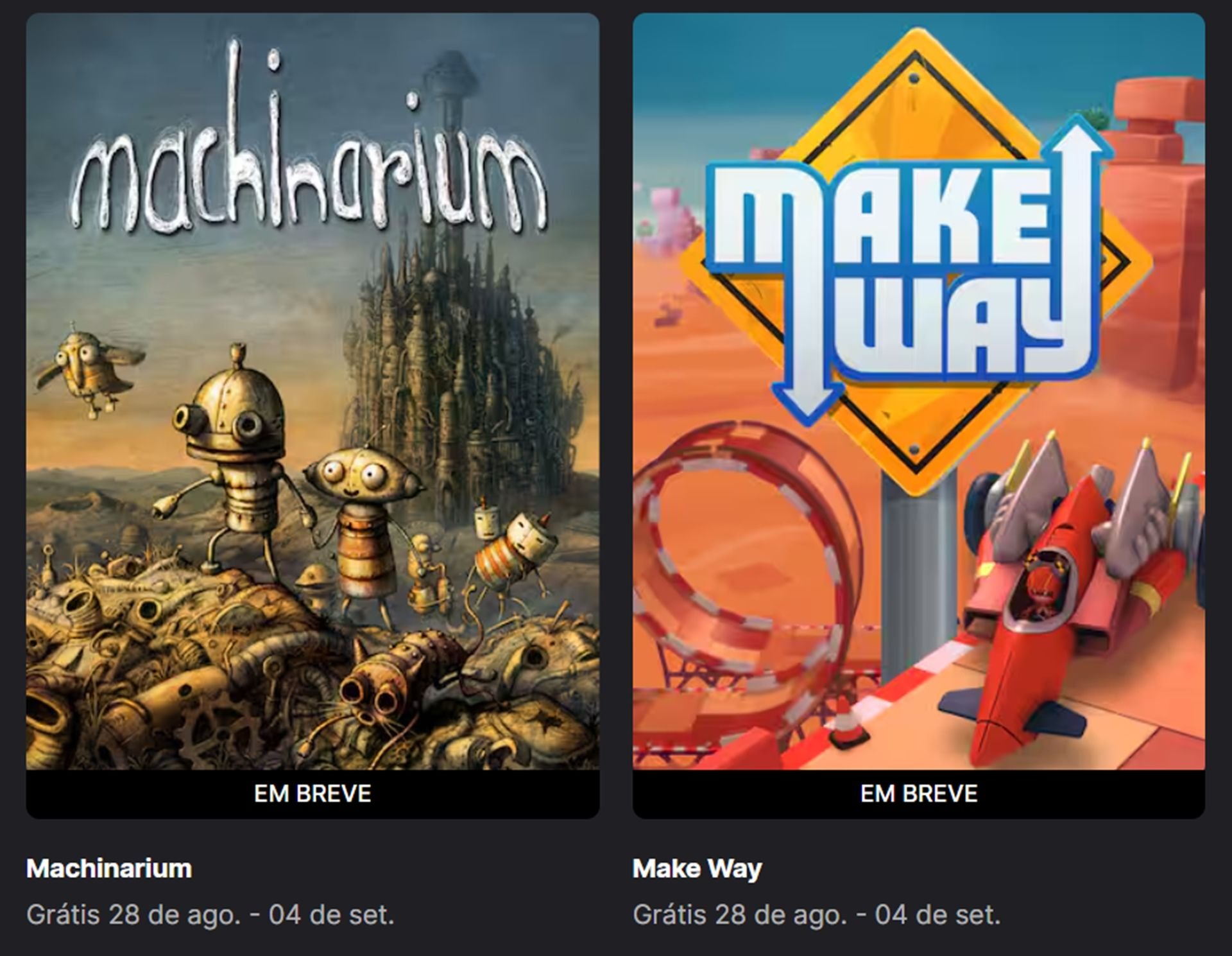 Epic Games Store libera dois jogos grátis nesta quinta (28)! Resgate agora Procurando algo interessante para jogar neste fim de semana? A Epic Games Store já liberou os jogos gratuitos da vez — e as novidades são ideais para quem curte games de point-and-click e de corrida. Epic Games Store libera dois jogos grátis nesta quinta (28)! Resgate agora