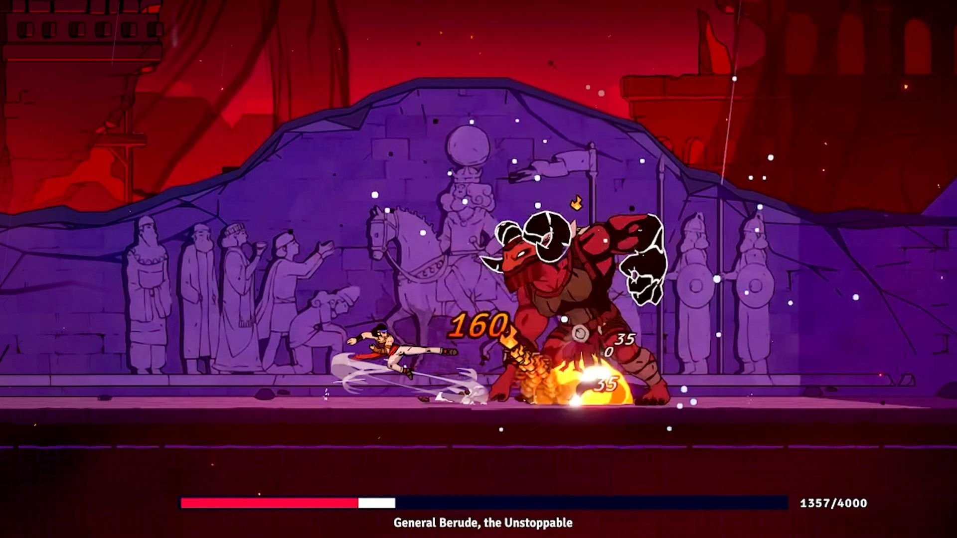 Imagem de gameplay de The Rogue Prince of Persia, mostrando o protagonista em ação.