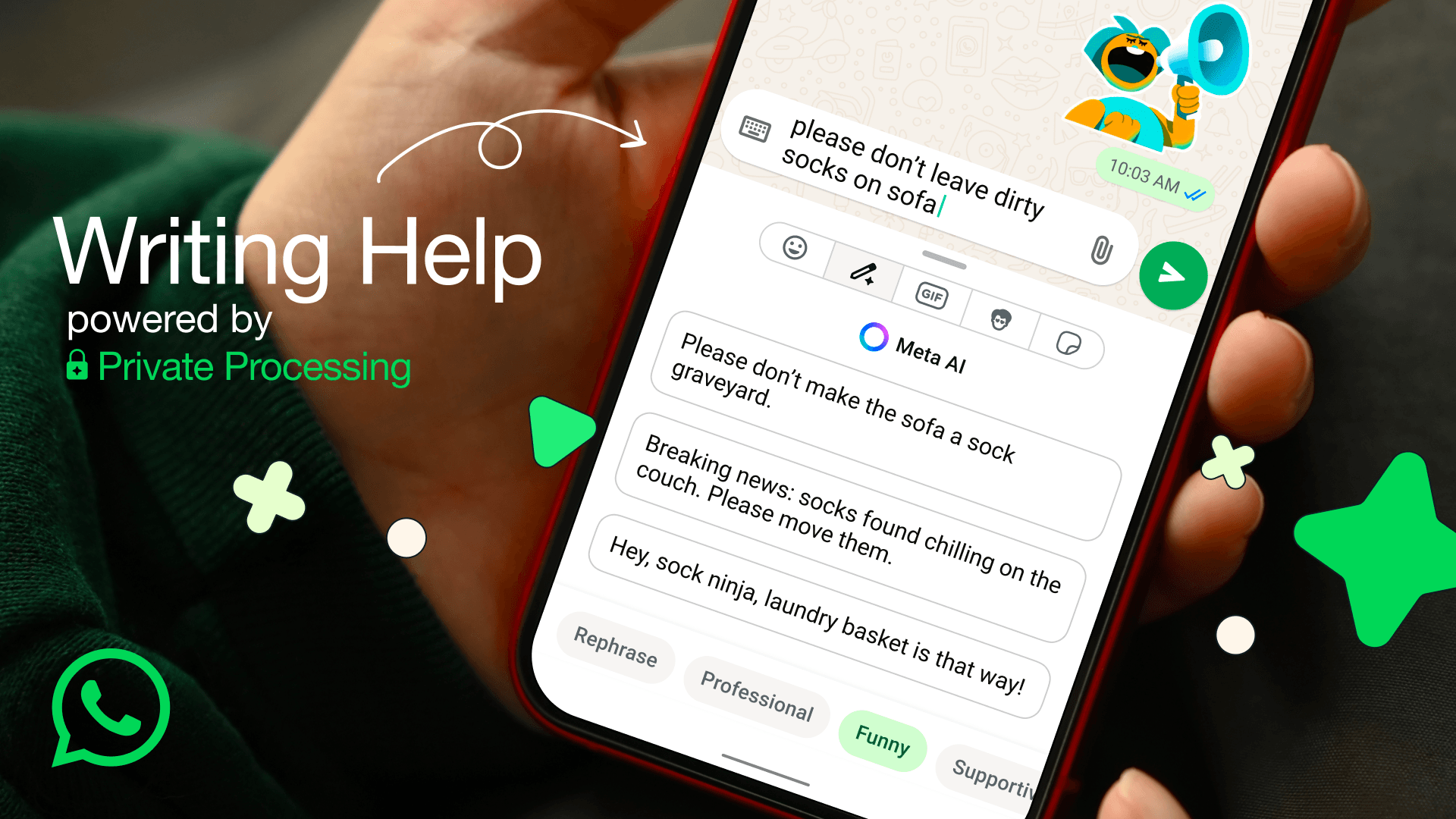 WhatsApp ganha assistente de escrita que revisa suas mensagens O WhatsApp anunciou o Writing Help — recurso que usa inteligência artificial para revisar mensagens antes do envio. A função, primeiro disponível de forma limitada, usa IA para ajustar o texto para torná-lo mais coeso, ou ter um determinado tom. whatsapp-writing-help-assistente-de-escrita
