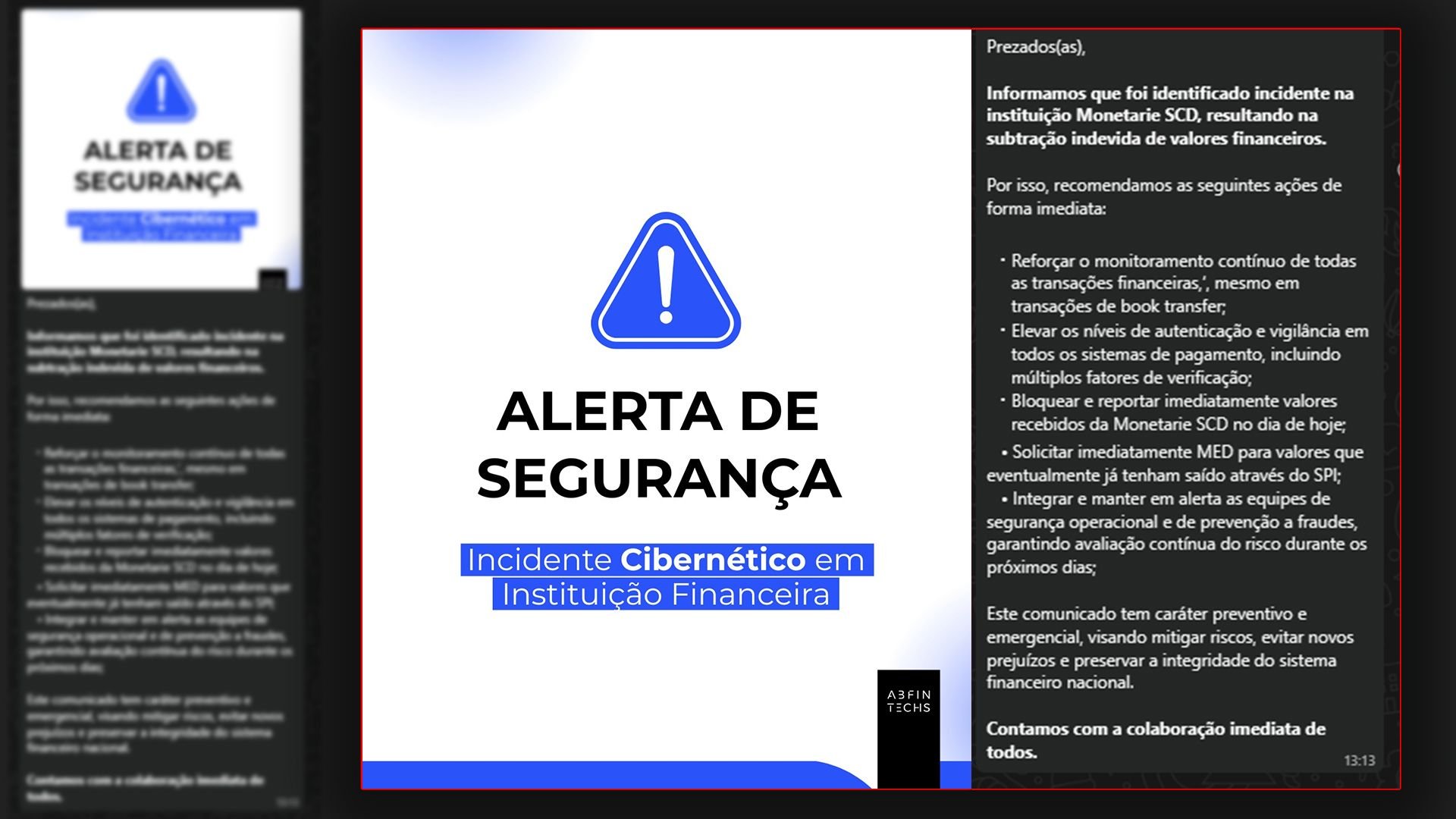 Monetarie SCD sofre suposto ciberataque e tem valores financeiros desviados Nesta terça-feira (2), o TecMundo recebeu o relato anônimo de que a Monetarie, gestora de crédito digital, teria sofrido um ciberataque resultante no desvio de valores financeiros. Tratando-se de uma fintech e uma Sociedade de Crédito Direto (SCD), a empresa oferece empréstimos e financiamentos com capital próprio e de terceiros – o que reforça a gravidade do suposto incidente cibernético. monetarie-comunicado.jpg