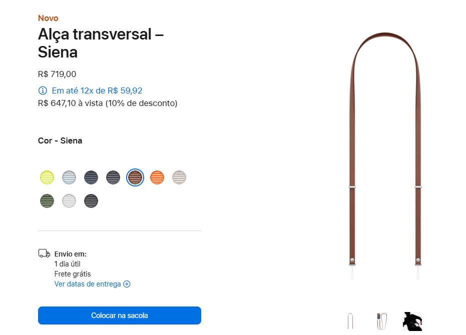 Alça transversal + capinha para iPhone 17 podem custar até R$ 1,4 mil A Apple apresentou no último evento uma nova alça transversal para iPhones, pensada para deixar o celular sempre à mão. Mas, como de costume, o preço chamou atenção: para ter o acessório completo, o consumidor pode gastar até R$ 1.438. Alça transversal + capinha para iPhone 17 podem custar até R$ 1,4 mil