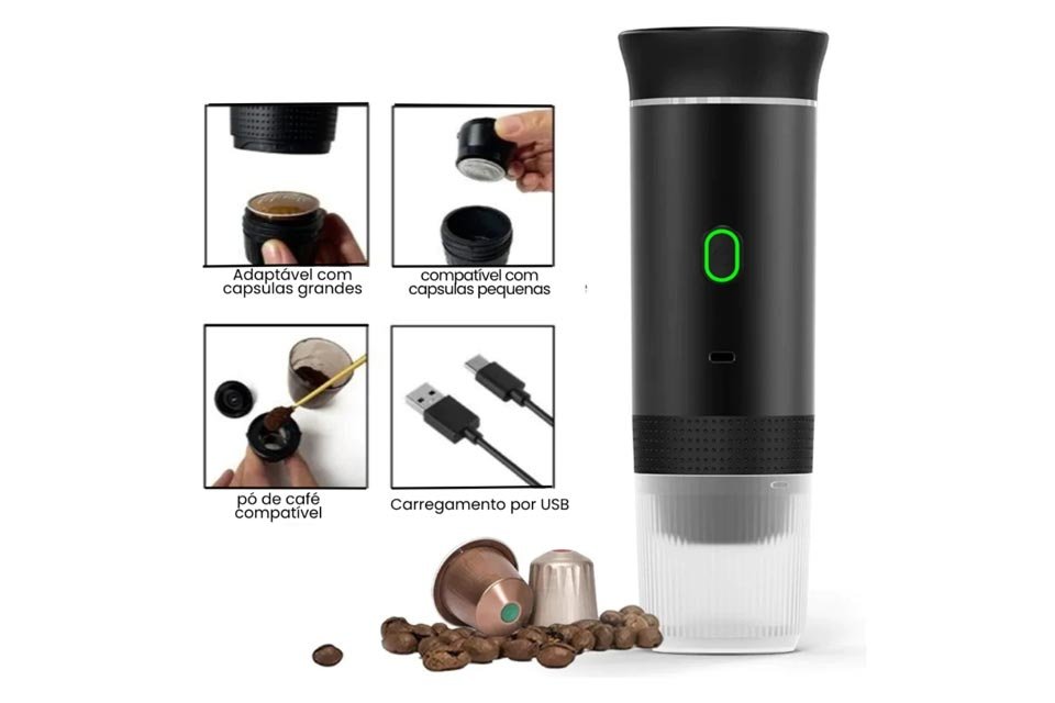 Mini máquina de café expresso para cápsulas ou pó em oferta; conheça É inegável que, em geral, o povo brasileiro ama um bom cafezinho. Seja para despertar pela manhã, garantir energia extra ao longo do dia ou cortar a sonolência após uma refeição, por exemplo, uma xícara de café é sempre muito bem-vinda. Cafeteira-Expresso-Portatil-Eletrica-3-em-1-Shopee-001-960x640.jpg