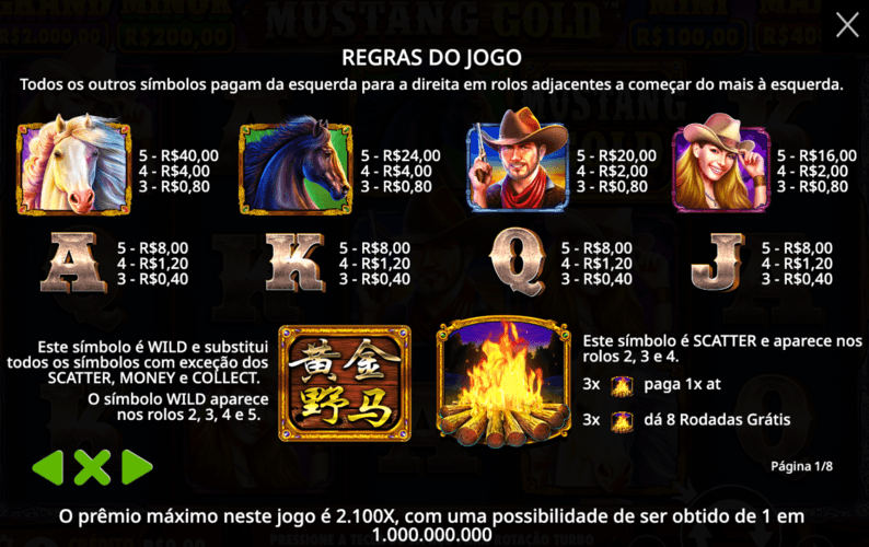 Mustang Gold O Mustang Gold é um slot online da Pragmatic Play, com RTP de 96,53% e possibilidade de ganhos de até 12.000x a aposta. Mustang Gold
