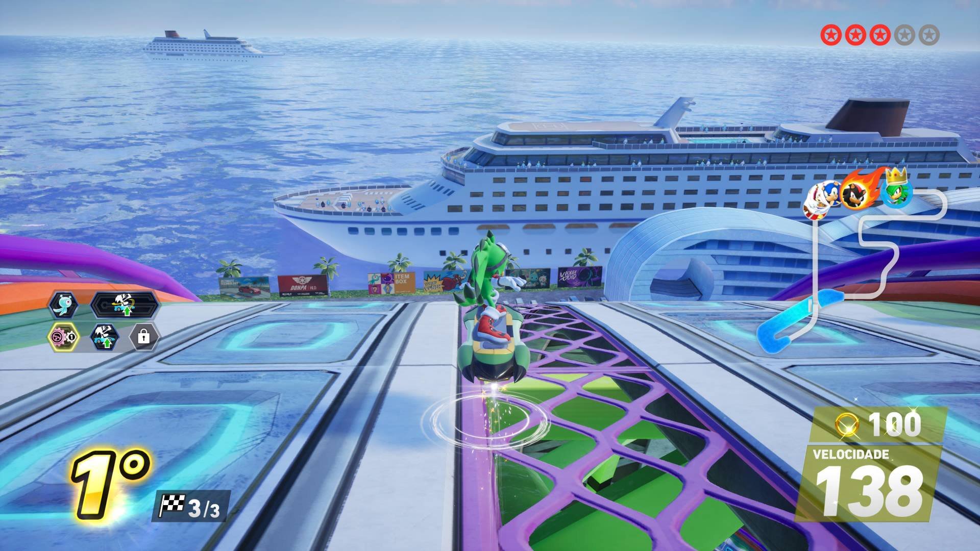 Review: Sonic Racing Crossworlds é mágico e reacende a rivalidade saudável com a concorrência O mundo era mais feliz quando existia aquela rivalidade saudável entre SEGA e Nintendo, com direito a cutucadas em peças de marketing e tudo, o que, por consequência, impulsionava a criatividade de ambas. Afinal, a concorrência é sempre bem-vinda e benéfica para o consumidor, uma vez que força a empresa a sair de sua zona de conforto. sonic-iate-skate.jpg