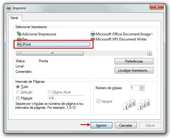Selecionando o iPrint