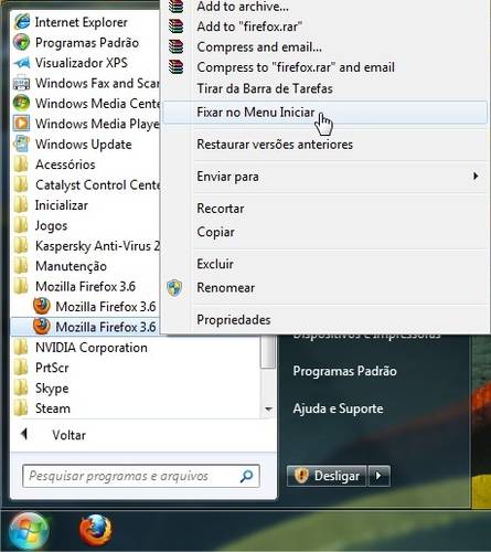 Fixar no Menu Iniciar