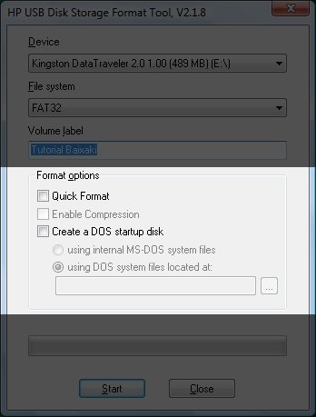 Configure a formatação do dispositivo.