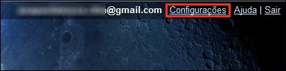 Abrindo as configurações do Gmail