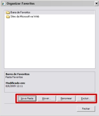 Organize seus favoritos nesta janela!