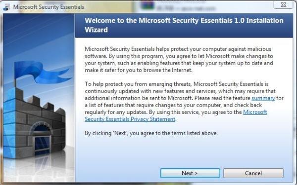 Instalação do Microsoft Security Essentials