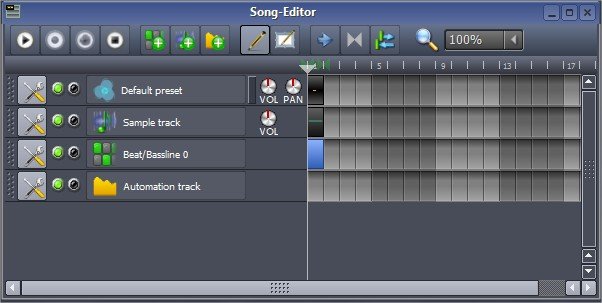 Use o Song Editor para compor suas faixas no LMMS.