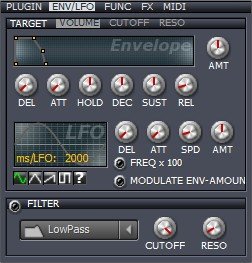 Na aba ENV/FLO você pode editar detalhes do formato da onda daquele som.