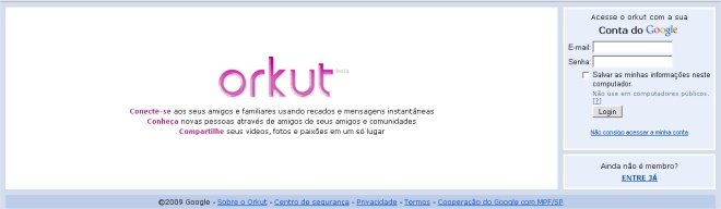 O Orkut é a rede social mais acessada no Brasil e mais de 40% dos seus usuários corresponde ao nosso país.