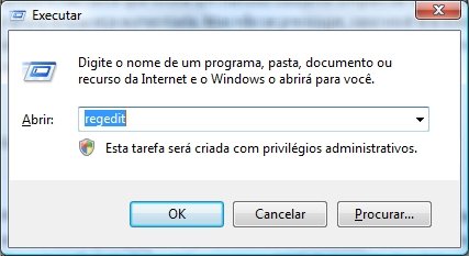 Abrindo o Editor de Registro