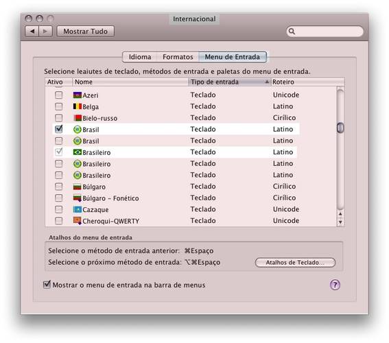 Alterando o layout do teclado.
