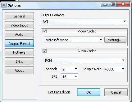 Configure as opções de gravação do seu vídeo!