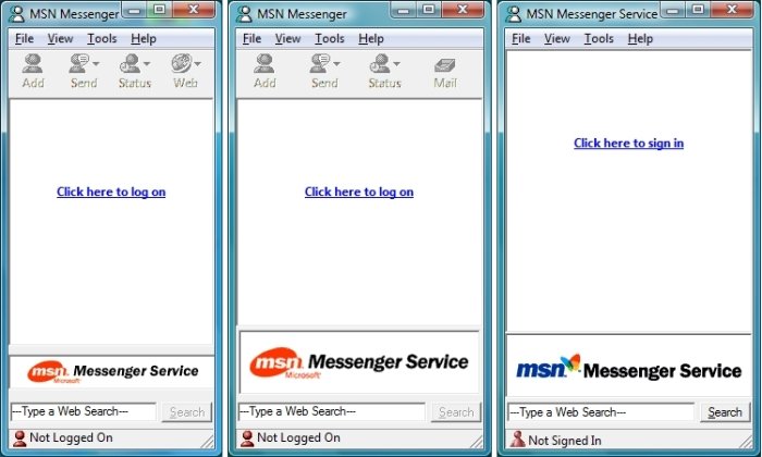 As três primeiras versões do Messenger com o olhar do Vista.