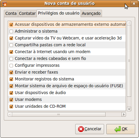 Permissões Personalizadas