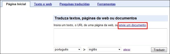 Envie documentos direto para o Google Tradutor