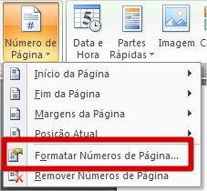 Fomate as opções de numerações