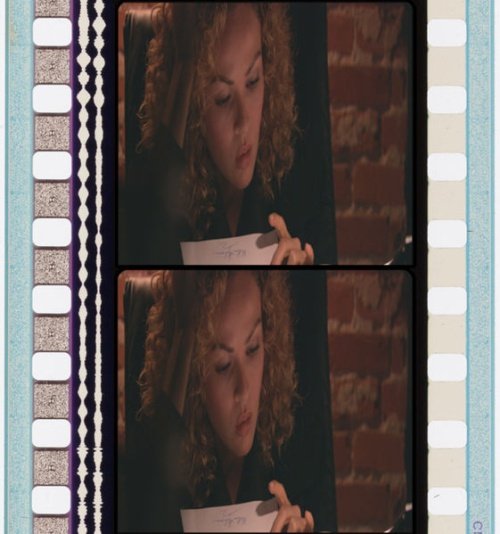 Exemplo de filme 35 mm. Do lado esquerdo as duas faixas representam as bandas de som.