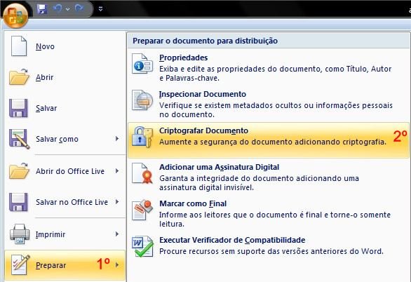 Adicione senhas a arquivos do Office