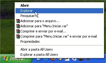 Use o menu iniciar para guardar links favoritos.