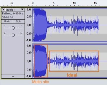 Configure o volume de gravação