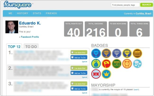 Um perfil no 4Square