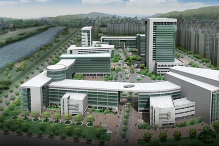 Projeção do hospital do distrito, que pode ser um dos mais avançados do mundo.