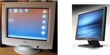 CRT e um LCD atuais.