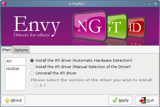 Interface do EnvyNG