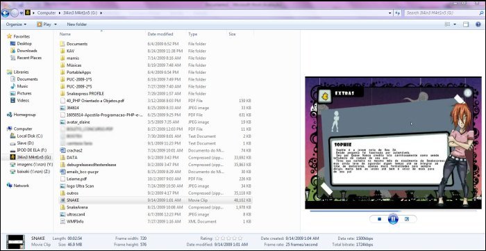 Visualizando um vídeo diretamente do Windows Explorer.