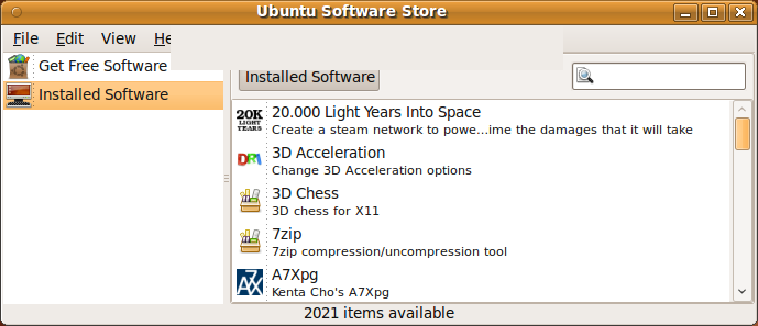 Ubuntu Software Store no Ubuntu 9.10