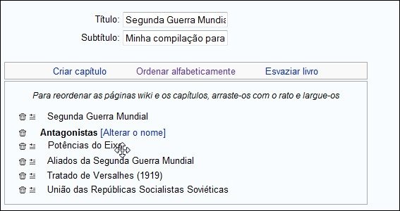 Criando capítulos e arrumando a ordem.