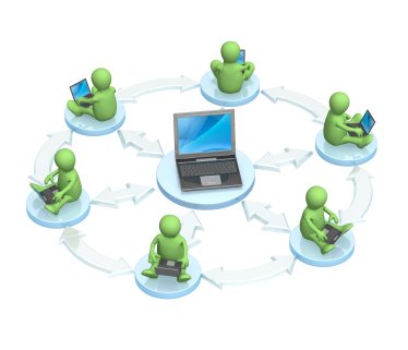Computadores compartilhando uma rede comum