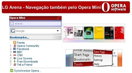 Opera Mini no LG Arena