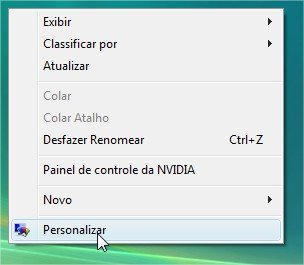 Abrindo a tela de personalização do PC.