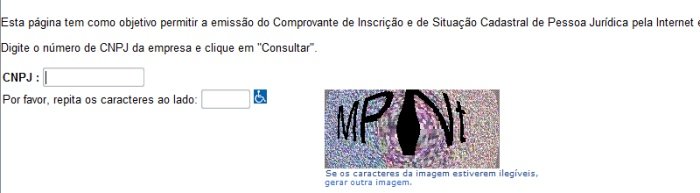 Captcha do site da Receita Federal