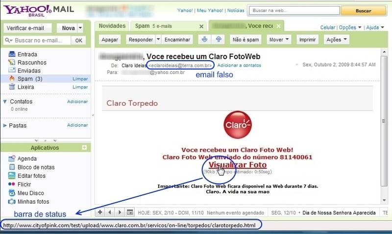 Veja os erros comuns em emails falsos.