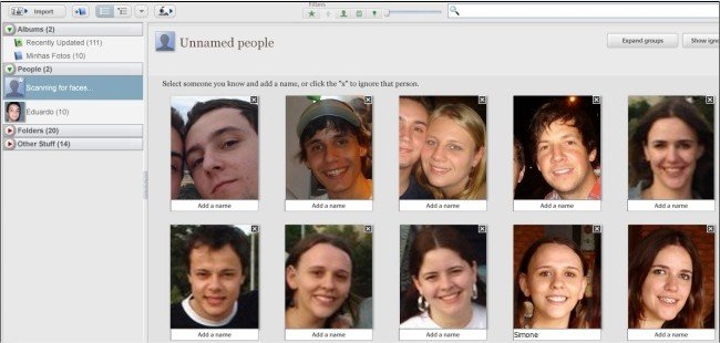 Organize as fotografias dos seus amigos