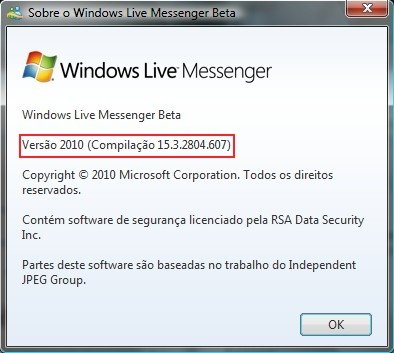 Versão mais recente do MSN