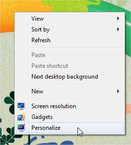 Abra a janela de personalização pelo menu de contexto.