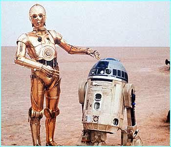 Os androides C-3P0 e R2-D2, de Star Wars