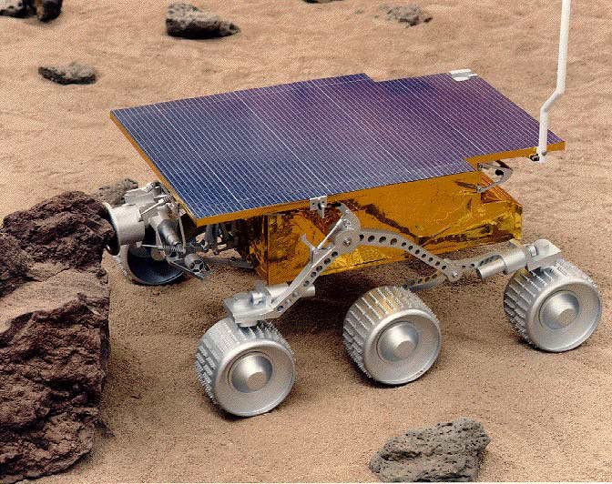 O robô Sojourner, parte da missão Mars Pathfinder